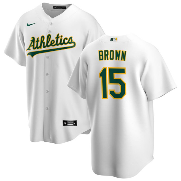 Men's Oakland Athletics #15 Seth Brown White Cool Base Stitched Jersey